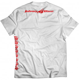 Johnny Blaze T-shirt - Chipped Red Flame - Red White  Editia 2 - back front
