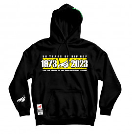 Johnny Blaze Hoodie -  50 Years of Hip Hop 1973 - 2023  [ Black White Yellow ]  Edition 3