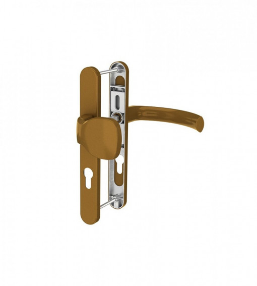 Maner usa de exterior cu sild si buton exterior, cu arc, culoare Bronz, 92 x 32 mm, Jowisz, material aluminiu