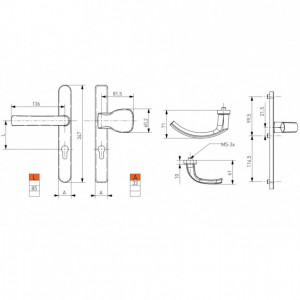 Maner usa de exterior cu sild si buton exterior, cu arc, culoare gri antracit, 85 x 32 mm, Jowisz, material aluminiu