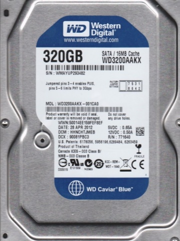 Hard disk 3.5 WD Blue 320GB, 7200rpm, 16MB, SATA 3 WD3200AAKX