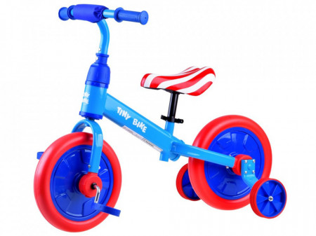 Bicicleta pentru copii, Tiny Bike, 3in1, cu pedale si roti ajutatoare, America