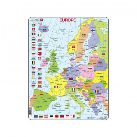 Puzzle maxi Harta Europei, orientare tip portret, 48 de piese, Larsen