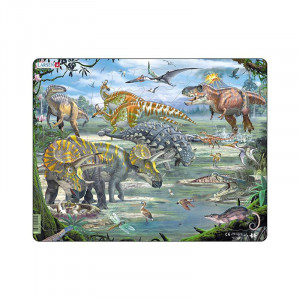 Puzzle maxi Dinozauri fascinanti, orientare tip portret, 65 de piese, Larsen