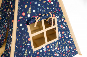 Set Cort de joaca teepee, Rocket STAR, 110 x 110, salteluta si kit fixare