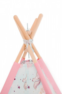 Set Cort de joaca teepee, Unicorn Heaven Pink, 120 x 120, salteluta si kit fixare