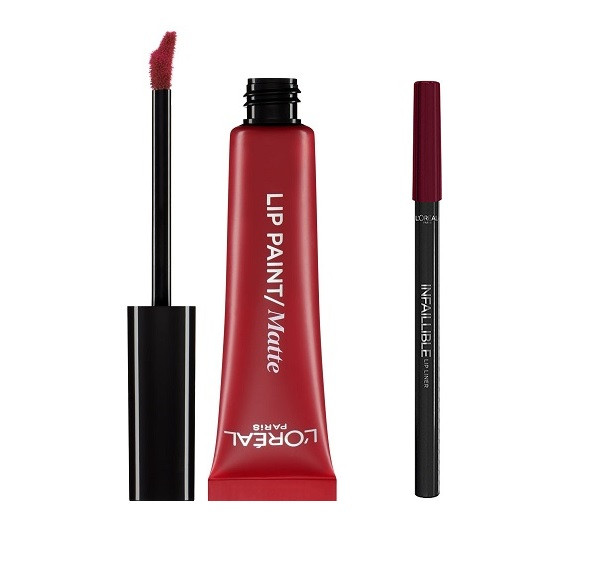 Ruj de buze + Creion contur L\'Oreal Lip Kit Paint 205 Apocalypse Red