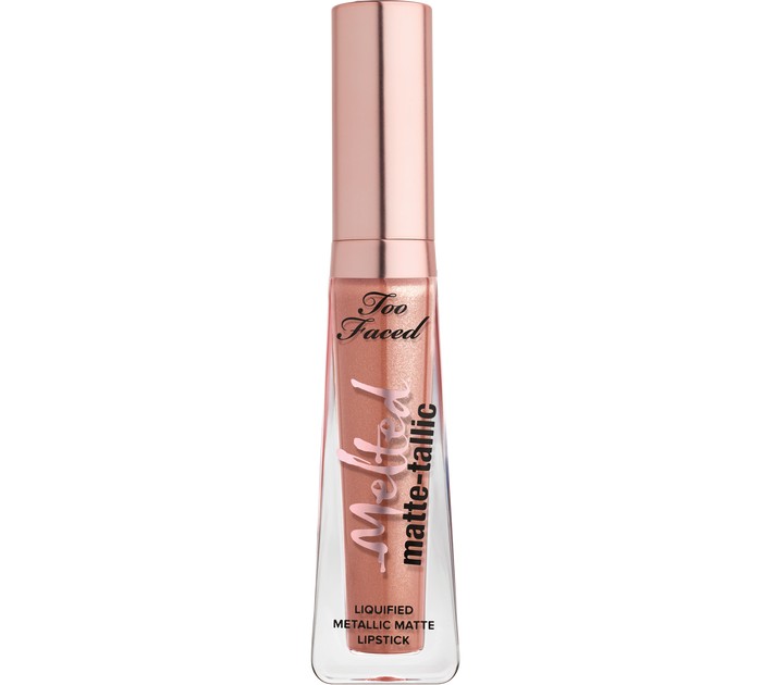 Ruj de buze lichid Too Faced Melted Matte-tallic Nuanta Pillow Talk