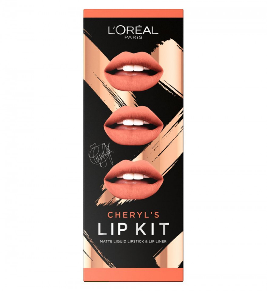 Set ruj de buze + creion contur loreal x cheryl lip kit paint it peach