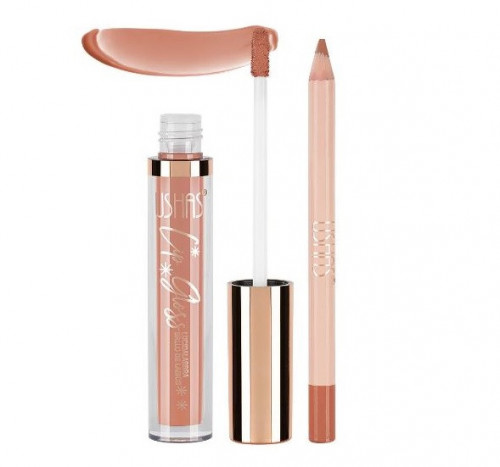 Set ruj si creion de buze, Ushas, Lip Gloss Lip Pencil, 10