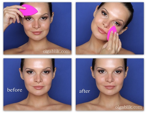 Beauty Blender Blotterazzi Set 2 buretei plati cosmetici + Trusa de protectie cu oglinda atasata