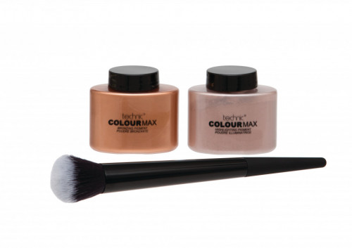 Kit machiaj pudra iluminatoare,pudra bronzanta,pensula aplicare Technic Glow All Night