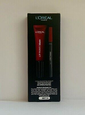 Ruj de buze + Creion contur L'Oreal Lip Kit Paint 205 Apocalypse Red