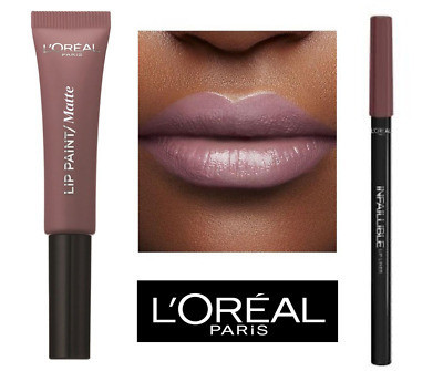 Ruj de buze + Creion contur L'Oreal Lip Kit Paint 212 Nude-Ist
