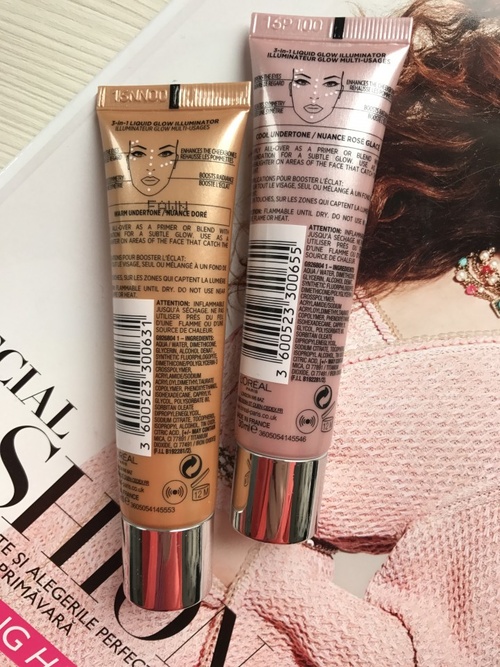 Oferta ! Pachet 2 iluminatoare lichide Loreal True Match Highlight Golden Glow + Icy Glow