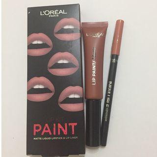 Ruj de buze + Creion contur L'Oreal Lip Kit Paint 209 Nude on Fleek
