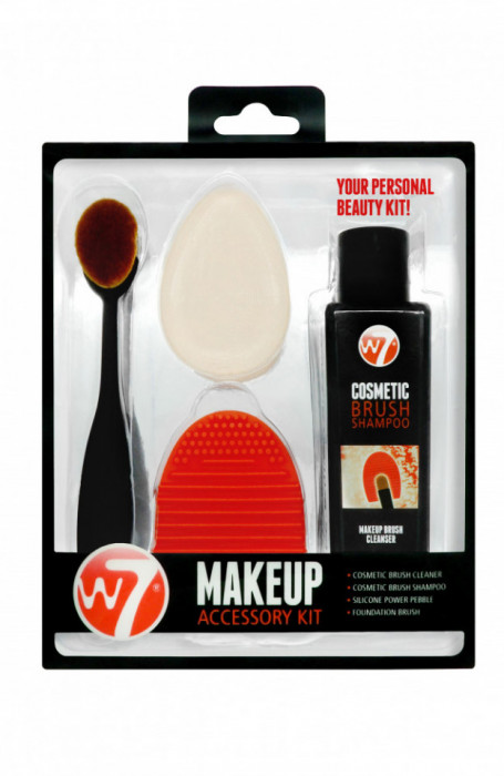 Set curatare pensule si aplicatoare machiaj W7 Makeup Kit, 4 piese