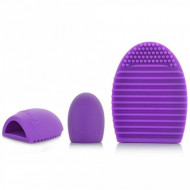 Brush Egg - Accesoriu din silicon pentru curatarea pensulelor de machiaj, Culoarea Mov