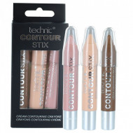 Set 3 creioane cremoase contur si iluminare, Technic Contour Stix