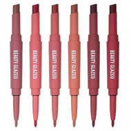 Set 6 rujuri de buze si creioane contur, Beauty Glazed, Double Ended, Matte