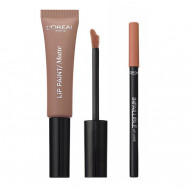 Ruj de buze + Creion contur L'Oreal Lip Kit Paint 209 Nude on Fleek