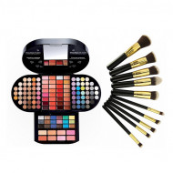 Pachet Promo: Trusa Profesionala Machiaj Miss Rose 130 Culori + Set 10 Pensule Machiaj + Borseta