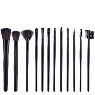 Set 12 pensule, Makeup, Negru, geanta depozitare
