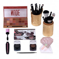 Set Machiaj : Trusa Fard + Pensule + Iluminator + Rimel + Kit Sprancene