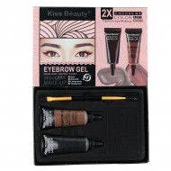 Kit sprancene 2 gel sprancene Kiss Beauty Eyebrow Gel+pensula aplicare