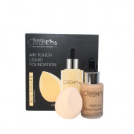Set fond de ten si burete, Beauty Creations, Air Touch Liquid Foundation, 04