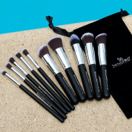 Set 10 pensule machiaj, SensoPRO, Black, husa inclusa
