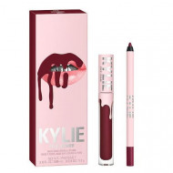 Set ruj de buze si creion, Kylie, Matte Lip Kit, 504 Hollyberry