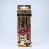 Set ruj de buze si creion, Ushas, Matte, Waterproof, 12