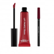 Ruj de buze + Creion contur L'Oreal Lip Kit Paint 205 Apocalypse Red