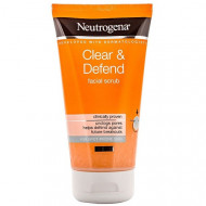 Scrub facial pentru ten predispus la pete, Neutrogena, Clear & Defend, 150 ml