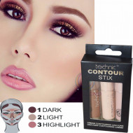 Set 3 creioane cremoase contur si iluminare, Technic Contour Stix