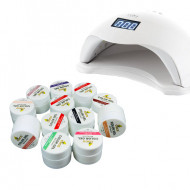 Set Lampa unghii UV LED SUN PRO si 12 Geluri UV Coco More Professional