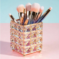 Suport pensule machiaj, Luxorise, Crystal Makeup Organizer, Gold