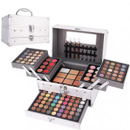 Trusa machiaj, Miss Rose, Multifunctionala, 132 culori, Silver