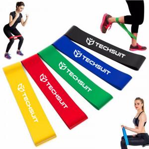 Set antrenament 5 benzi elastice fitness, yoga, pialtes, aerobic, exercitii fizice, Techsuit - Multicolor