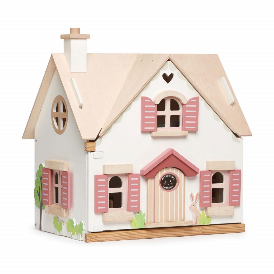 Căsuță rurală de păpuși , din lemn premium Cottontail Cottage - include 13 componente de mobilă în stil retro