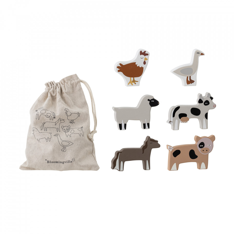 Set 6 jucarii multicolore din MDF Karlo Bloomingville Mini