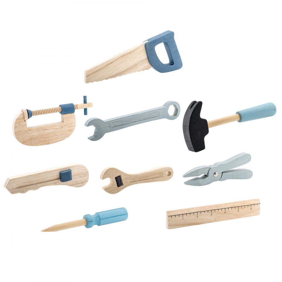 SET UNELTE DE JOACA DIN LEMN , 9 PIESE