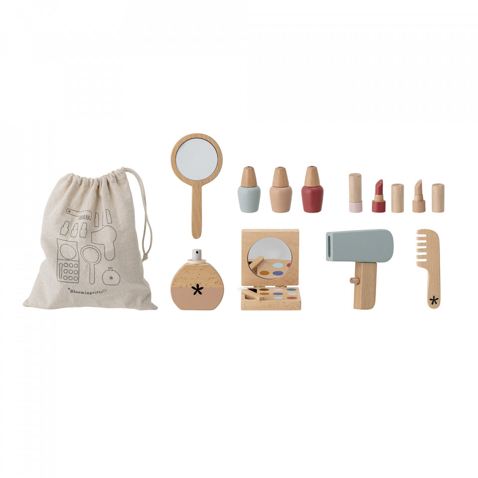 SET COAFOR SI MAKEUP DIN LEMN, 11 PIESE