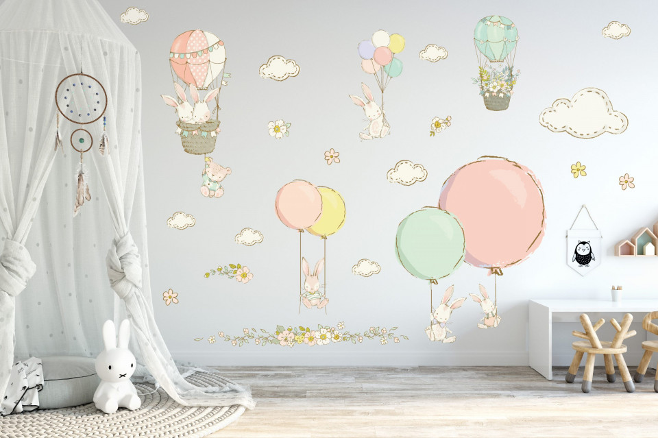 Stickers Bunnies with Balloons - Girls