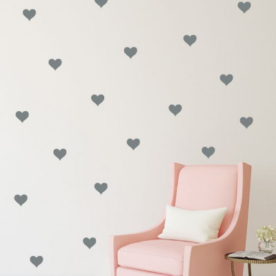 GREY HEARTS 6 CM, set 56 buc
