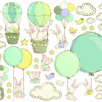 Stickers Bunnies with Balloons - Girls