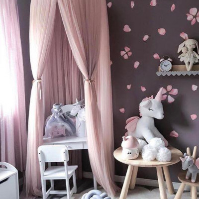 set baldachin roz cu saltea de joaca si 3 perne decorative