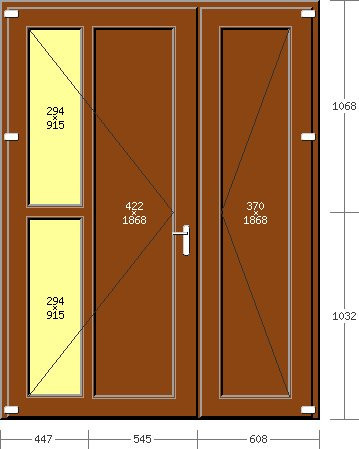 Portoncino PVC Rehau, 2 ante, modello ROMA, pellicolato 77 colori a scelta, 1600 x 2100, completa, pronta per montaggio, 2 ANTE