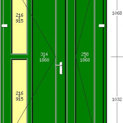 Portoncino PVC Rehau, 2 ante, modello ROMA, pellicolato 77 colori a scelta, 1500 x 2100, completa, pronta per montaggio, 2 ANTE